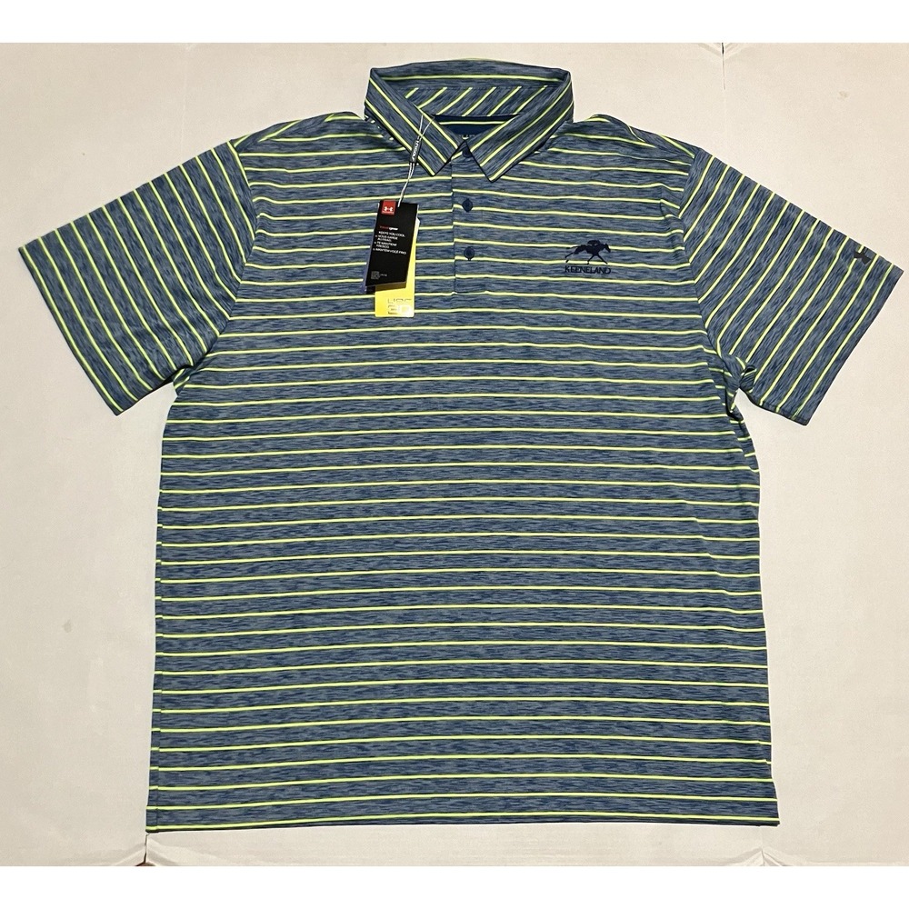 $70 Under Armour THE PLAYOFF POLO Keeneland Size 2XL Heatgear UPF 30 golf Stripe